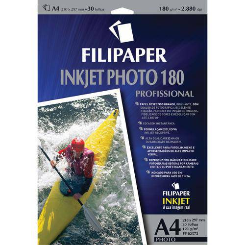 Papel Fotografico Inkjet A4 Photo Profissional 180g Cx.C/30 Filipaper