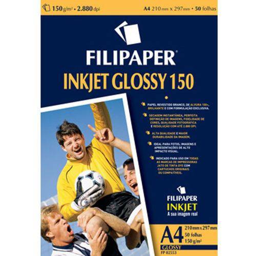 Papel Glossy Inkjet Brilho A4 150g com 10 Fls Filipaper 23046