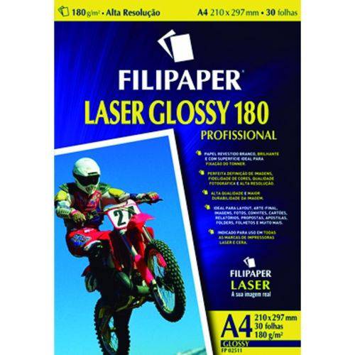 Papel Glossy Laser Filipaper A4 180g Cx30fls 02511