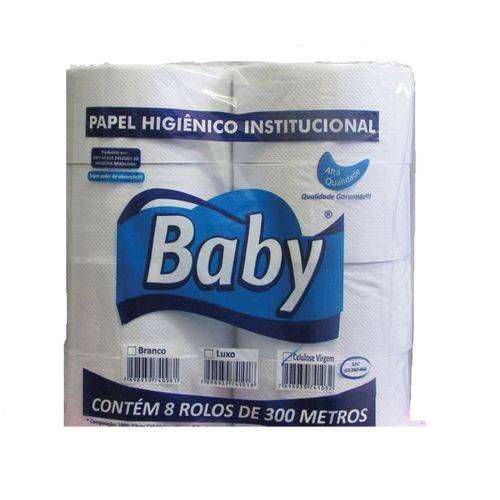 Papel Higiênico Baby Folha Simples 300m C/8 Rolos