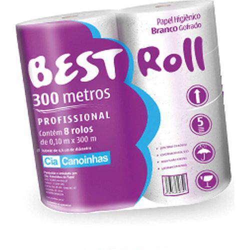 Papel Higienico Best Roll Folha Simples 300m Cia Canoinhas Fd.c/08