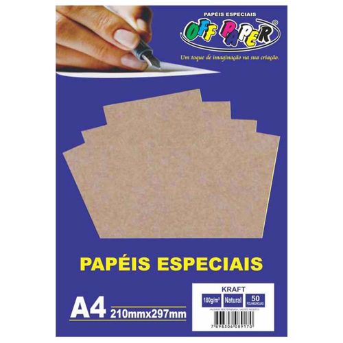 Papel Kraft A4 Natural 180g Off Paper 50 Folhas 1026448