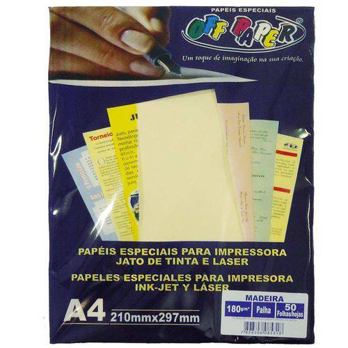 Papel Madeira A4 180 Palha Off Paper - 50 Folhas