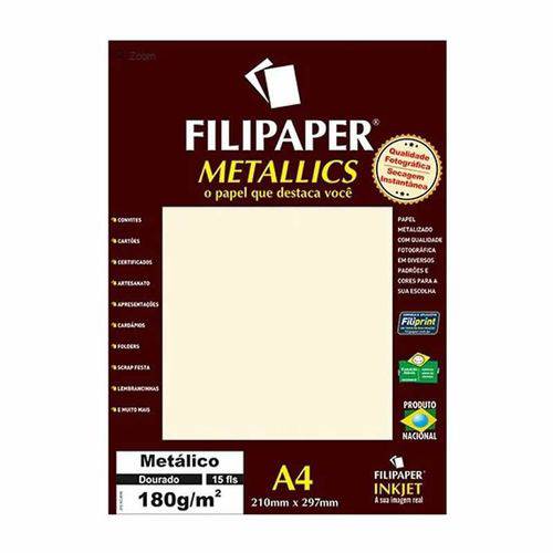 Papel Metallics Filipaper Dourado A4 180gr. 15 Fls 01102 23934