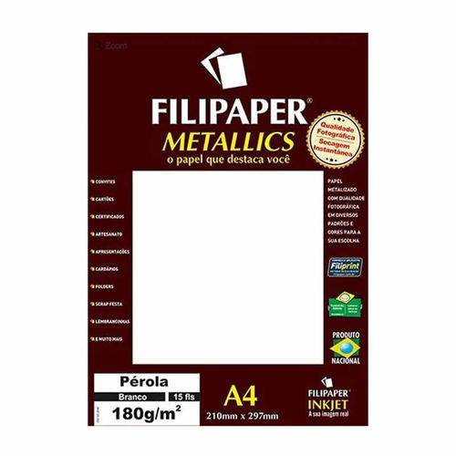 Papel Metallics Filipaper Perola Branco A4 180gr. 15 Fls 01103 23931