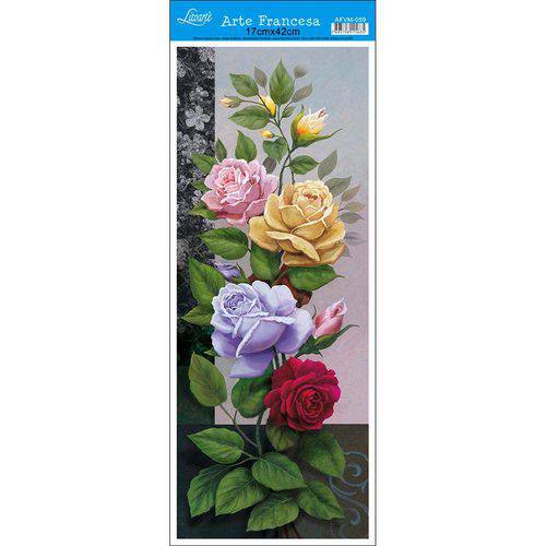 Papel para Arte Francesa Litoarte 17 X 42 Cm - Modelo Afvm-059 Rosas Coloridas