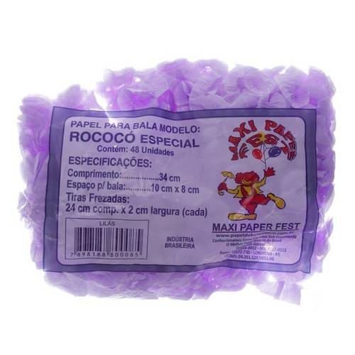 Papel para Bala de Coco Rococo Lilas com 48 Unidades Maxi Paper Fest