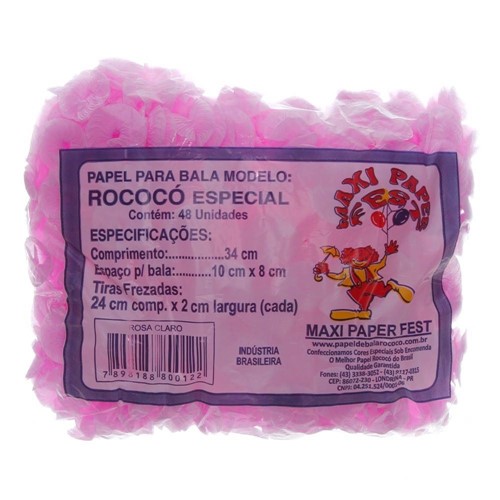 Papel para Bala de Coco Rococo Pink com 48 Unidades Maxi Paper Fest