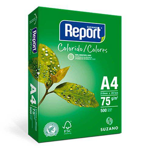 Papel Report A4 Color Verde Pacote com 500 Folhas