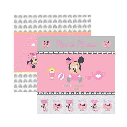 Papel Scrapbook DF SDFD022 Baby Minnie 1 Cenário e Bandeirolas
