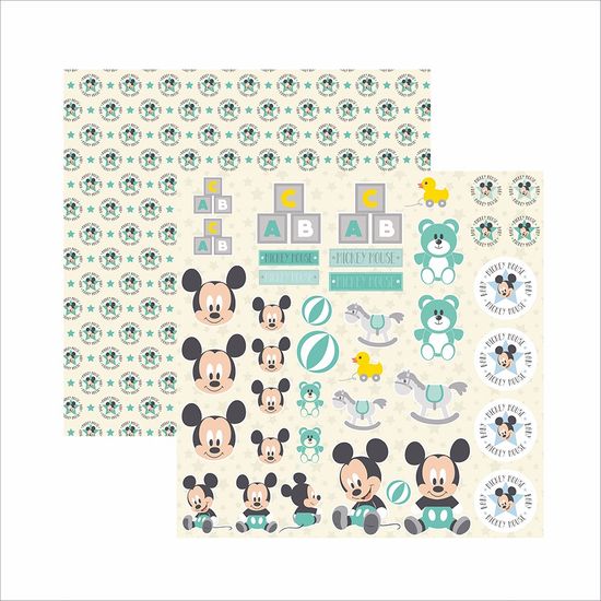 Papel Scrapbook Disney Baby Mickey Recortes SDFD039 - Toke e Crie