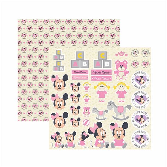 Papel Scrapbook Disney Baby Minnie Recortes SDFD029 - Toke e Crie