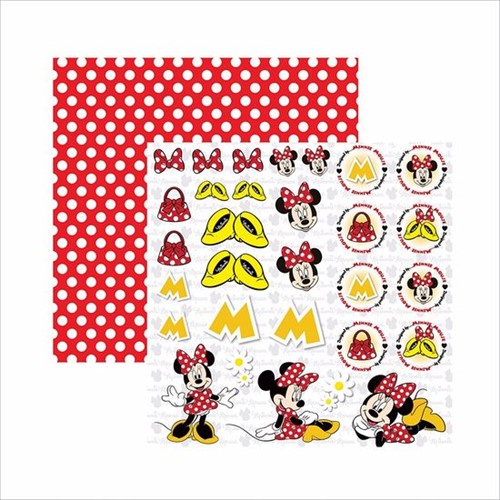 Papel Scrapbook Disney Minnie Mouse Recortes SDFD009 - Toke e Crie