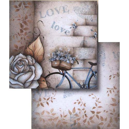 Papel Scrapbook Dupla Face Love Paris Bicicleta Lscd-334 - Litocart