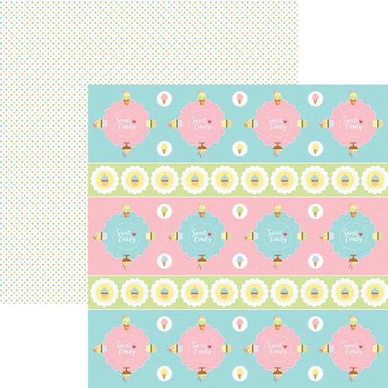 Papel Scrapbook Dupla Face Sweet Candy Forminhas e Toppers SDF660 - Toke e Crie By Mariceli