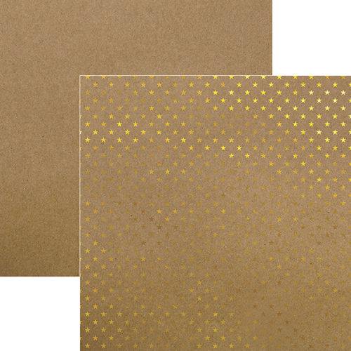 Papel Scrapbook Estrelas Dourado e Kraft Sdf611 - Toke e Crie