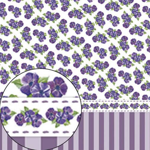 Papel Scrapbook Folha Simples Violetas e Listras Lsc-252 - Litocart