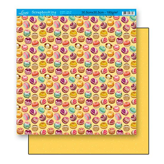 Papel Scrapbook Litoarte 30,5x30,5 SD-203 Doces Amarelo