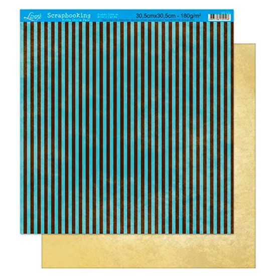 Papel Scrapbook Litoarte 30,5x30,5 SD-220 Listras Azul e Preto