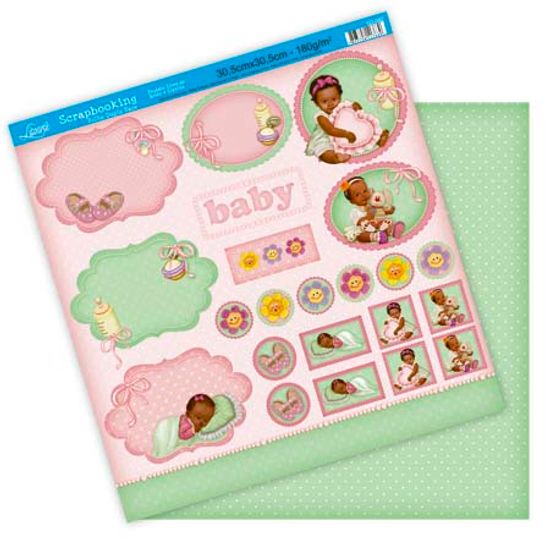 Papel Scrapbook Litoarte 30,5x30,5 SD-082 Baby Menina Rosa e Verde