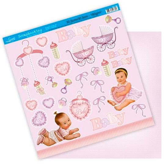 Papel Scrapbook Litoarte 30,5x30,5 SD-088 Baby Menina Rosa