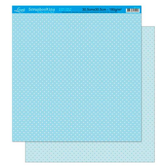 Papel Scrapbook Litoarte 30,5x30,5 SD-210 Poá Azul
