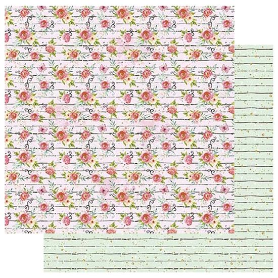 Papel Scrapbook Litoarte 30,5x30,5 SD-1079 Flores Aquarela