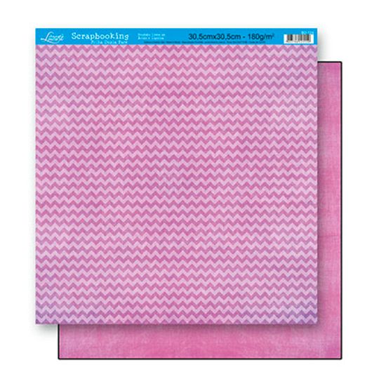 Papel Scrapbook Litoarte 30,5x30,5 SD-124 Chevron Pink