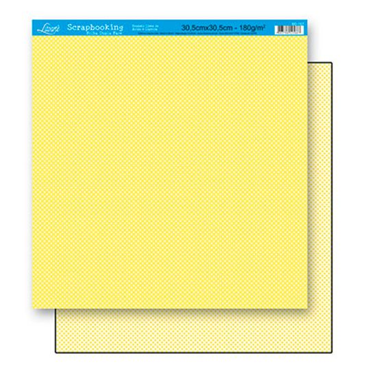 Papel Scrapbook Litoarte 30,5x30,5 SD-157 Poá Amarelo