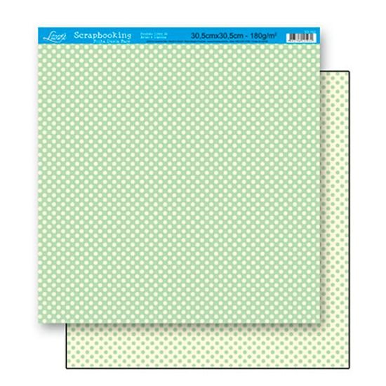 Papel Scrapbook Litoarte 30,5x30,5 SD-162 Poá Verde