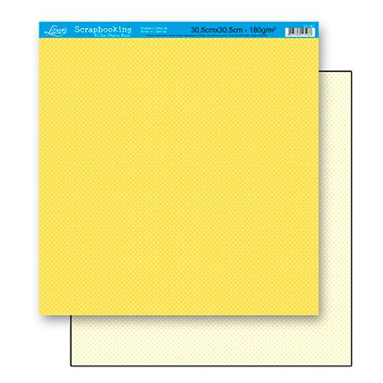 Papel Scrapbook Litoarte 30,5x30,5 SD-167 Poá Amarelo