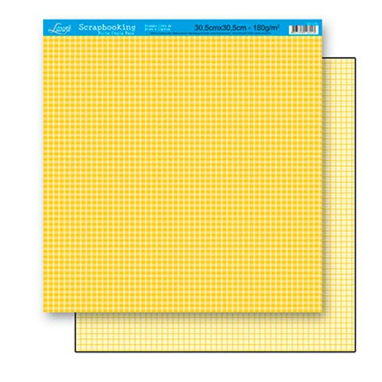 Papel Scrapbook Litoarte 30,5x30,5 SD-170 Xadrez Amarelo