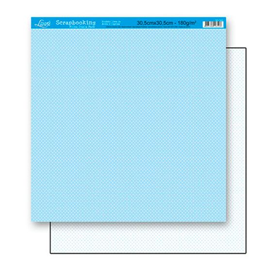 Papel Scrapbook Litoarte 30,5x30,5 SD-183 Poá Azul