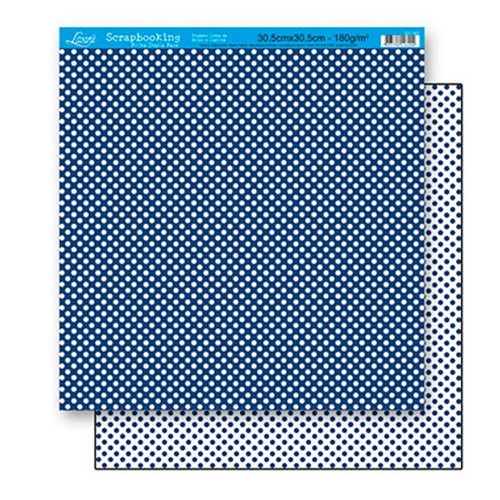 Papel Scrapbook Litoarte 30,5x30,5 SD-189 Poá Azul Escuro