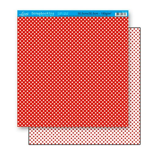 Papel Scrapbook Litoarte 30,5x30,5 SD-192 Poá Vermelho