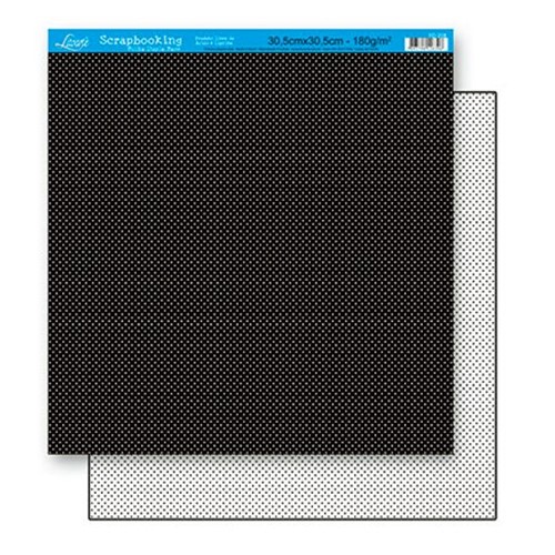 Papel Scrapbook Litoarte 30,5x30,5 SD-194 Poá Preto e Branco