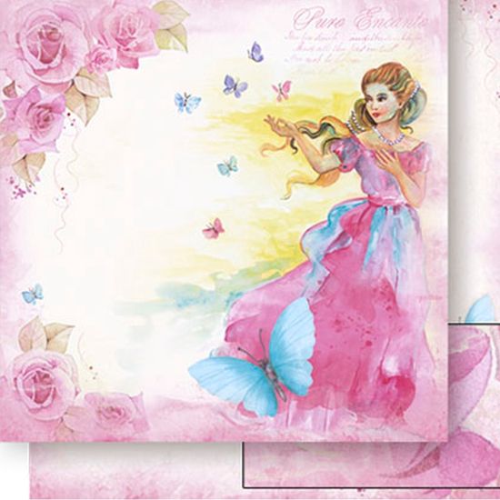 Papel Scrapbook Litoarte 30,5x30,5 SD-511 Mulher e Rosas