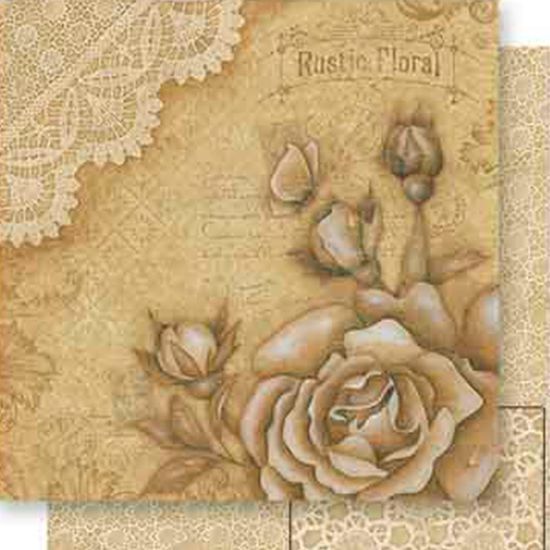 Papel Scrapbook Litoarte 30,5x30,5 SD-546 Rosas e Renda Rústico