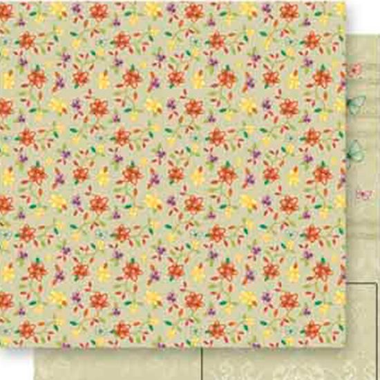 Papel Scrapbook Litoarte 30,5x30,5 SD-551 Flores Coloridas e Bege