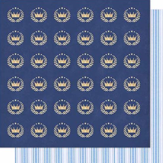 Papel Scrapbook Litoarte 30,5x30,5 SD-605 Coroa e Ramos Azul