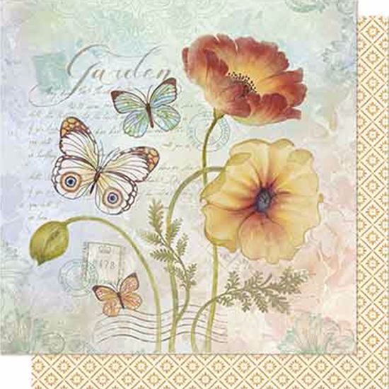 Papel Scrapbook Litoarte 30,5x30,5 SD-640 Borboletas e Flores