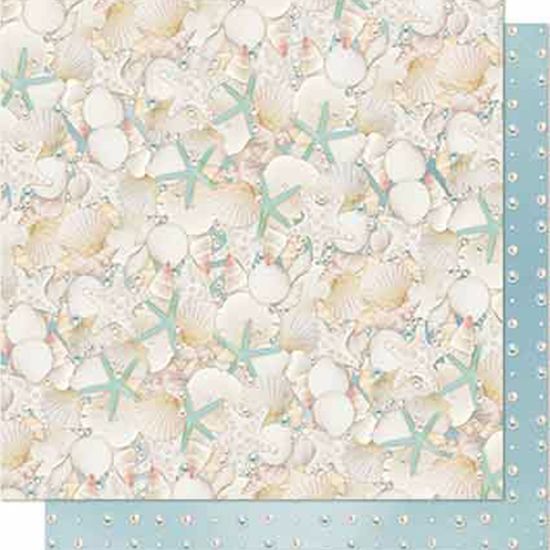 Papel Scrapbook Litoarte 30,5x30,5 SD-651 Conchas e Estrelas do Mar