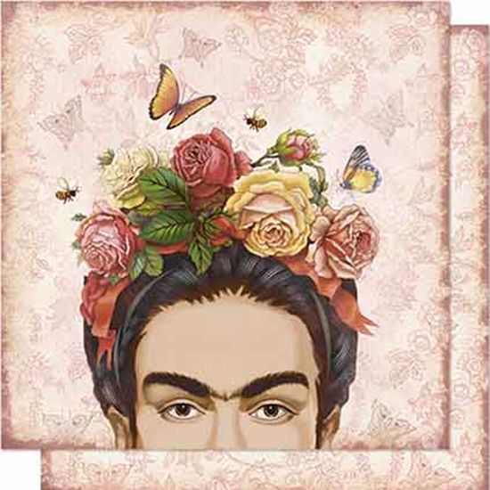 Papel Scrapbook Litoarte 30,5x30,5 SD-674 Frida e Rosas