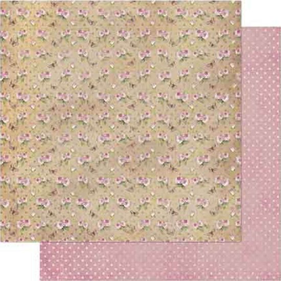 Papel Scrapbook Litoarte 30,5x30,5 SD-724 Vintage Mini Rosas com Borboletas