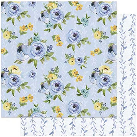 Papel Scrapbook Litoarte 30,5x30,5 SD-745 Floral Azul