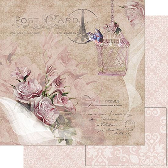 Papel Scrapbook Litoarte 30,5x30,5 SD-753 Flores Rosa Vintage