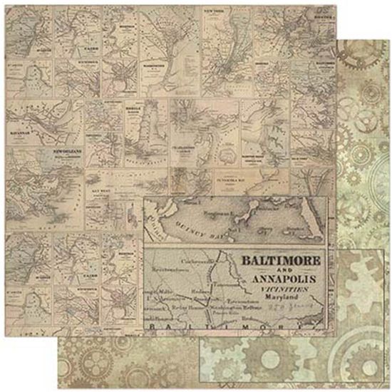 Papel Scrapbook Litoarte 30,5x30,5 SD-783 Mapa Vintage
