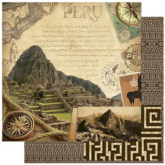Papel Scrapbook Litoarte 30,5x30,5 SD-796 Machu Picchu Peru