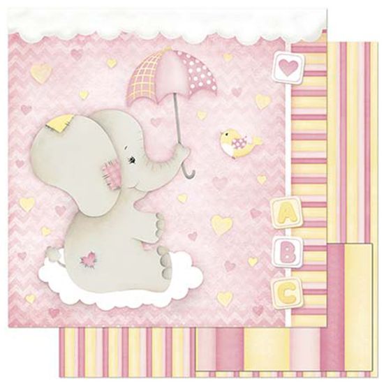Papel Scrapbook Litoarte 30,5x30,5 SD-808 Bebê Elefante Feminino