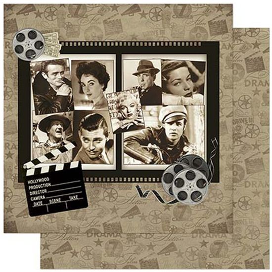 Papel Scrapbook Litoarte 30,5x30,5 SD-873 Estrelas de Cinema